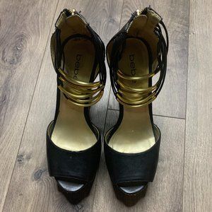 bebe Size 9 Open Toe Geometric Wedges Ankle Strap